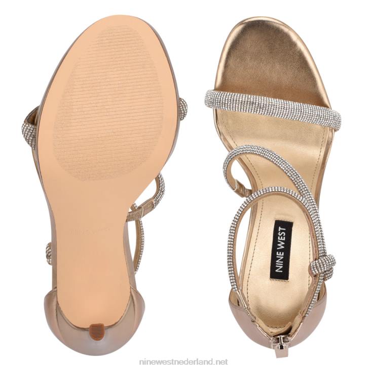 lavern sandalen met hak en bandjes Nine West 62LB1896 brons leer