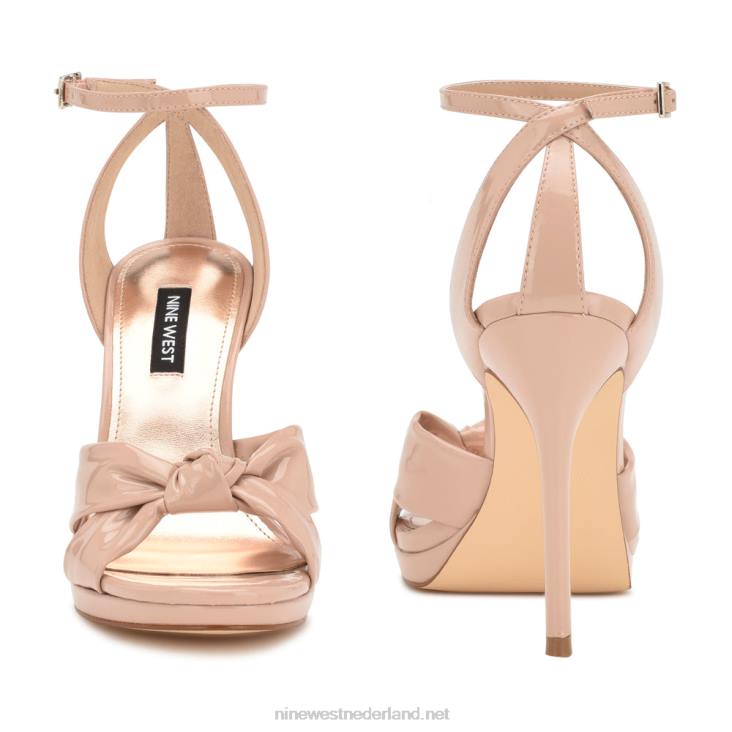 lovya sandalen met enkelbandje Nine West 62LB355 licht natuurlijk patent