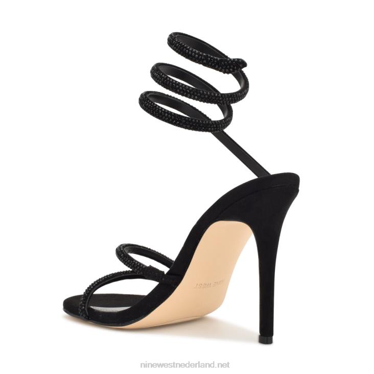 maskil enkel wrap sandalen met hak Nine West 62LB292 zwart suède