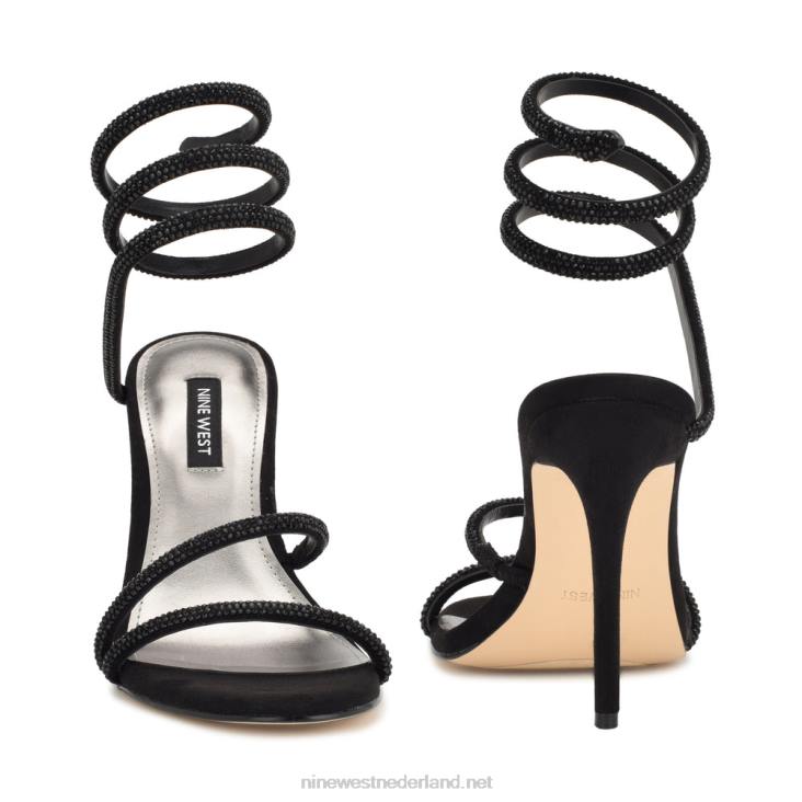 maskil enkel wrap sandalen met hak Nine West 62LB292 zwart suède