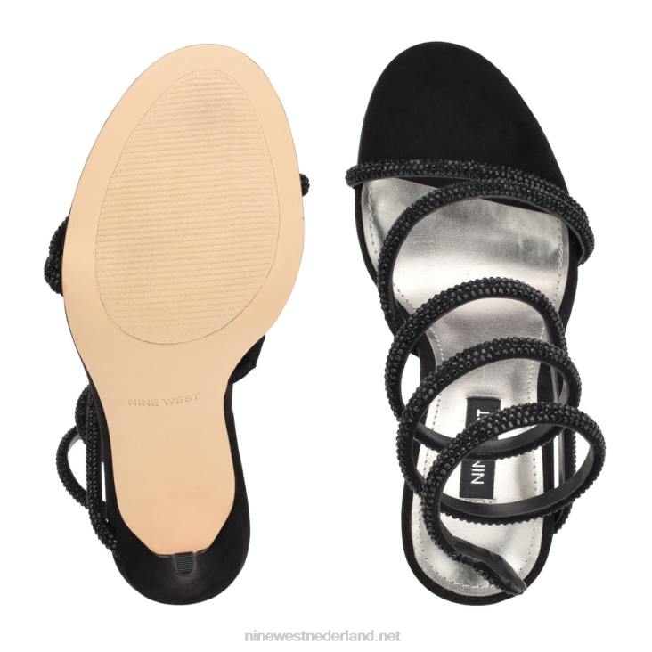 maskil enkel wrap sandalen met hak Nine West 62LB292 zwart suède