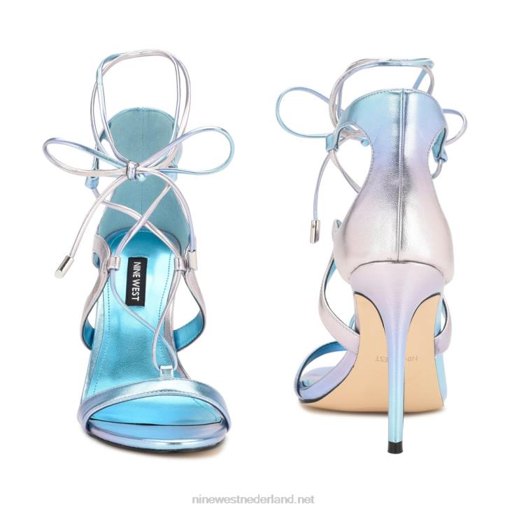 mindi sandalen met enkelbandjes en hakken Nine West 62LB1797 blauw metaalachtig