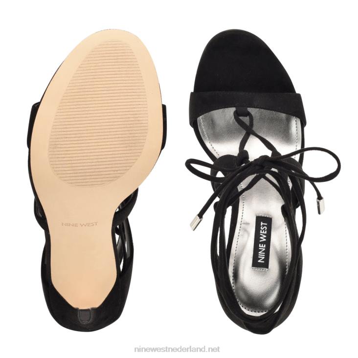 mindi sandalen met enkelbandjes en hakken Nine West 62LB1798 zwart suède