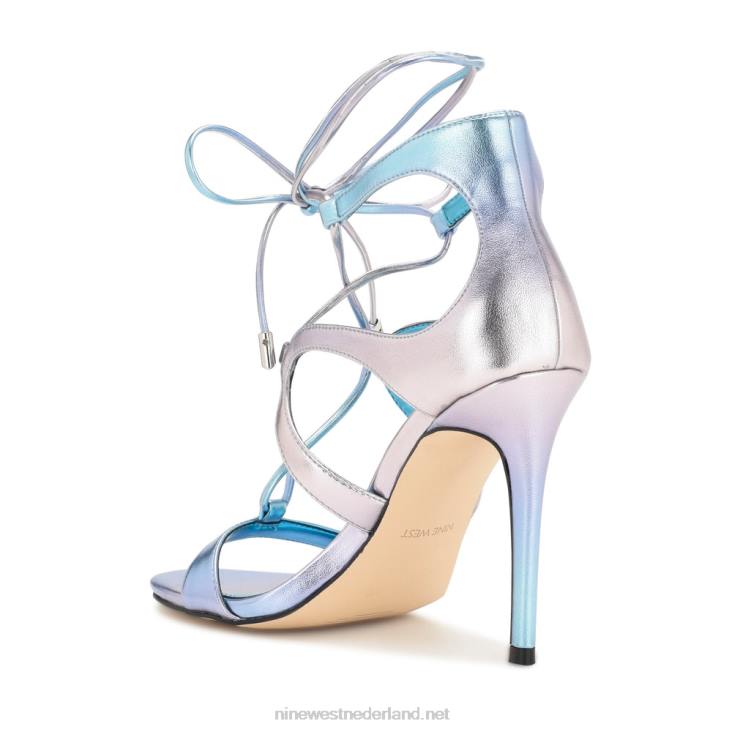 mindi sandalen met enkelbandjes en hakken Nine West 62LB371 blauw metaalachtig