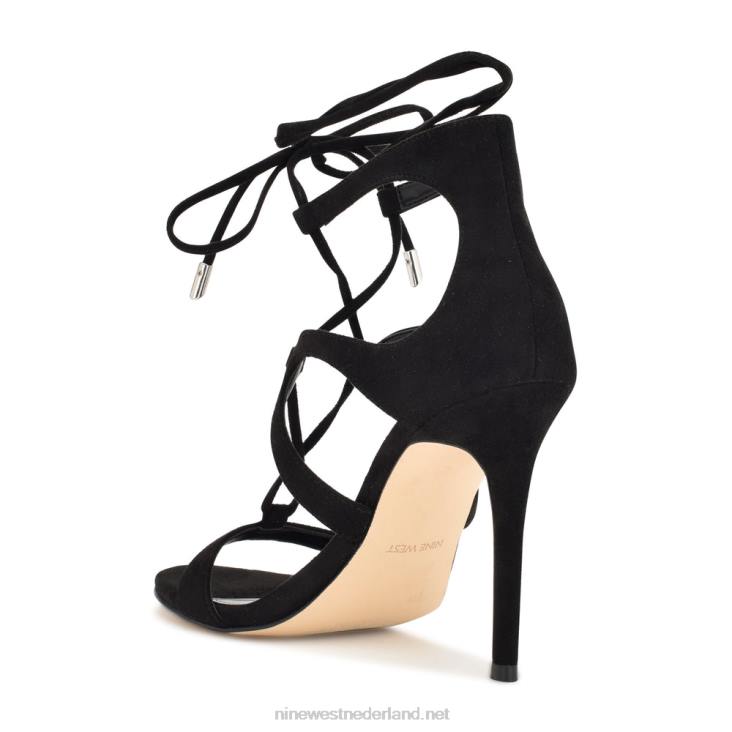 mindi sandalen met enkelbandjes en hakken Nine West 62LB372 zwart suède