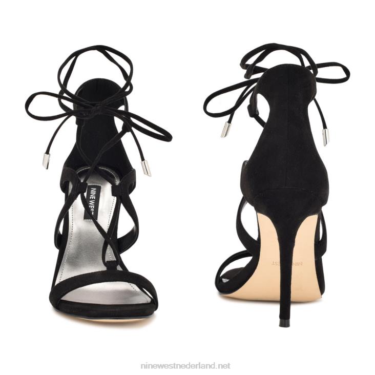 mindi sandalen met enkelbandjes en hakken Nine West 62LB372 zwart suède