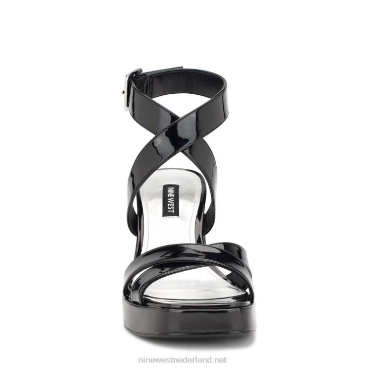 pakken sandalen met enkelbandje en plateauzool aan Nine West 62LB1711 zwart patent