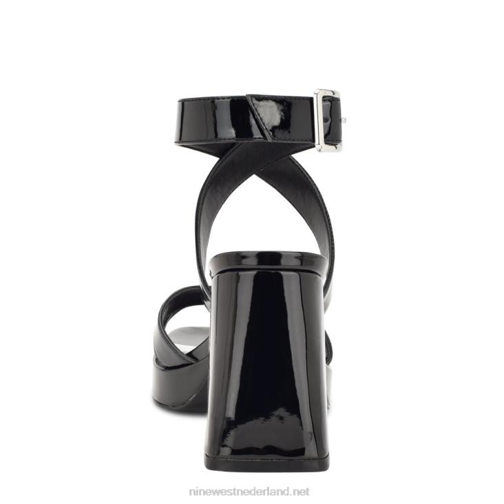 pakken sandalen met enkelbandje en plateauzool aan Nine West 62LB1711 zwart patent