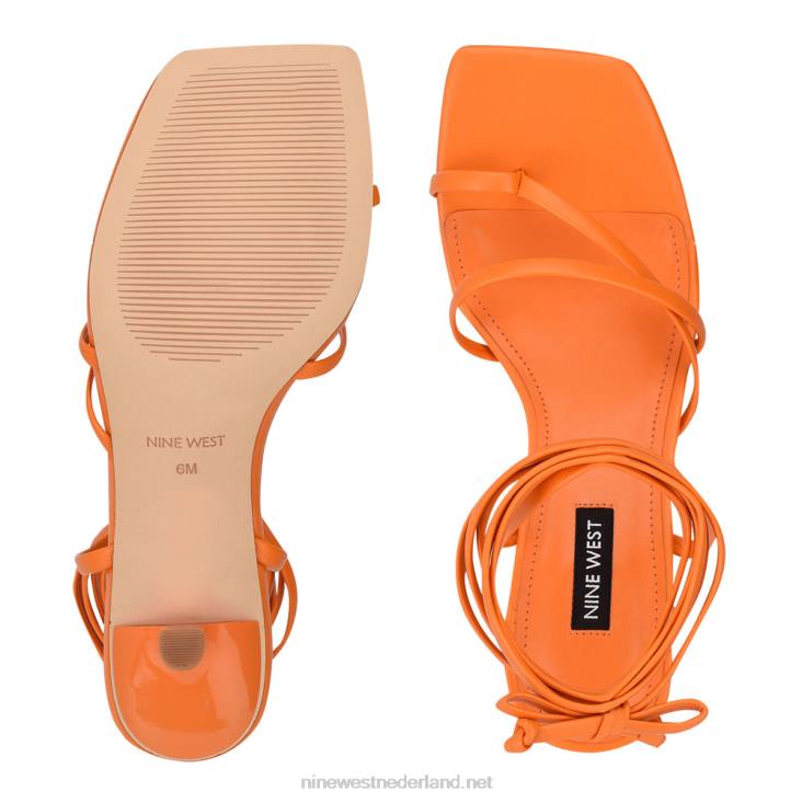 pina sandalen met enkelbandjes en hakken Nine West 62LB569 levendig oranje