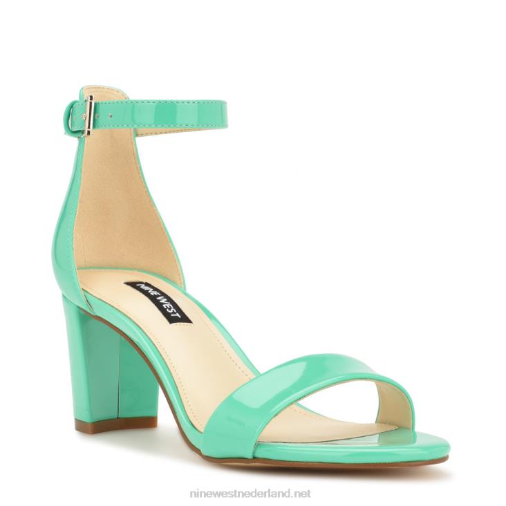 pruce sandalen met enkelbandje en blokhak Nine West 62LB180 neon mintgroen lak