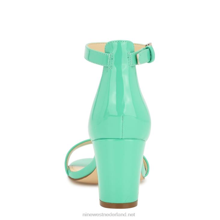 pruce sandalen met enkelbandje en blokhak Nine West 62LB180 neon mintgroen lak