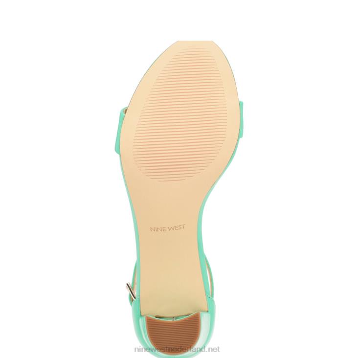 pruce sandalen met enkelbandje en blokhak Nine West 62LB180 neon mintgroen lak