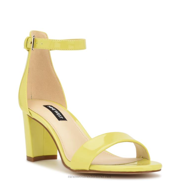 pruce sandalen met enkelbandje en blokhak Nine West 62LB181 kalk octrooi
