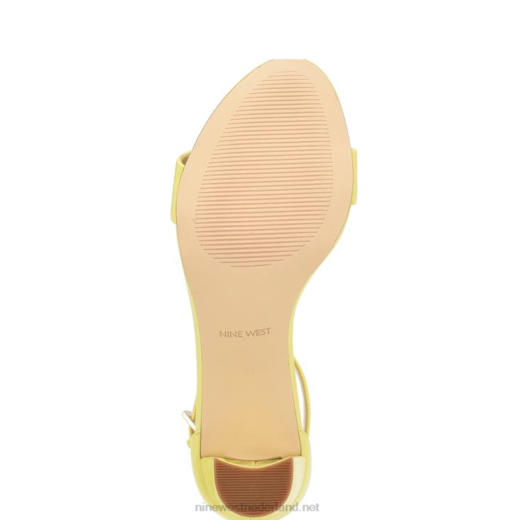 pruce sandalen met enkelbandje en blokhak Nine West 62LB181 kalk octrooi