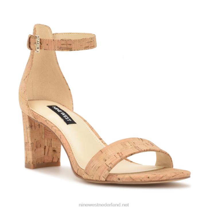 pruce sandalen met enkelbandje en blokhak Nine West 62LB334 natuurlijke kurk