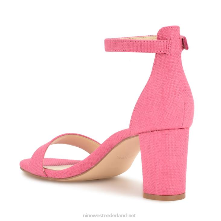 pruce sandalen met enkelbandje en blokhak Nine West 62LB335 roze raffia