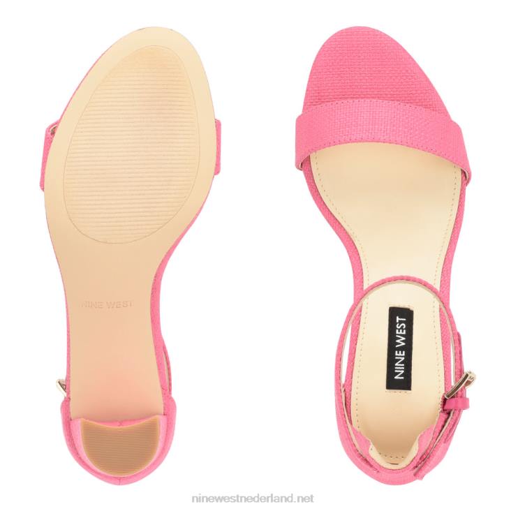 pruce sandalen met enkelbandje en blokhak Nine West 62LB335 roze raffia