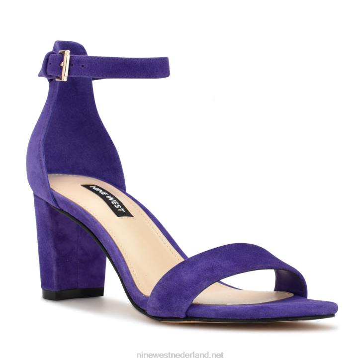 pruce sandalen met enkelbandje en blokhak Nine West 62LB469 paars suède