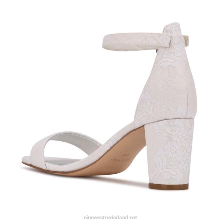 pruce sandalen met enkelbandje en blokhak Nine West 62LB511 ivoor kant