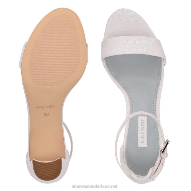 pruce sandalen met enkelbandje en blokhak Nine West 62LB511 ivoor kant