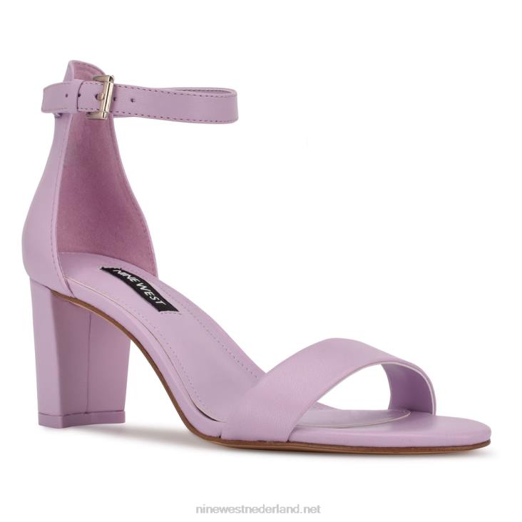 pruce sandalen met enkelbandje en blokhak Nine West 62LB566 donker lila leer