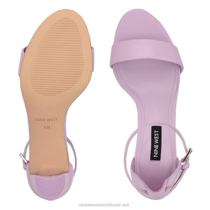 pruce sandalen met enkelbandje en blokhak Nine West 62LB566 donker lila leer