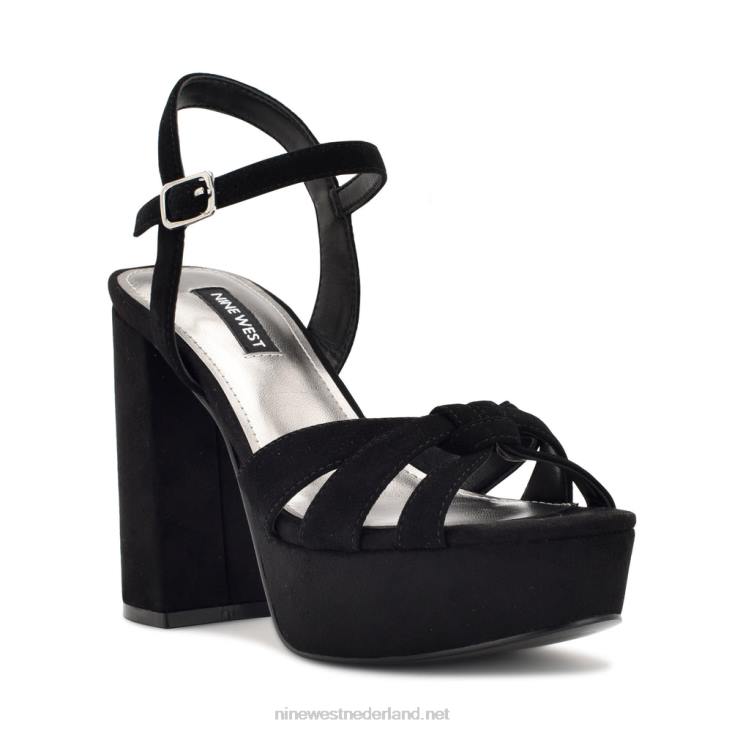 rast platform sandalen Nine West 62LB465 zwart suède
