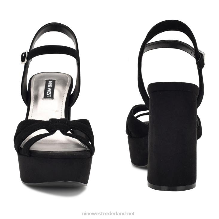 rast platform sandalen Nine West 62LB465 zwart suède
