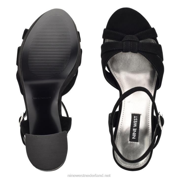 rast platform sandalen Nine West 62LB465 zwart suède