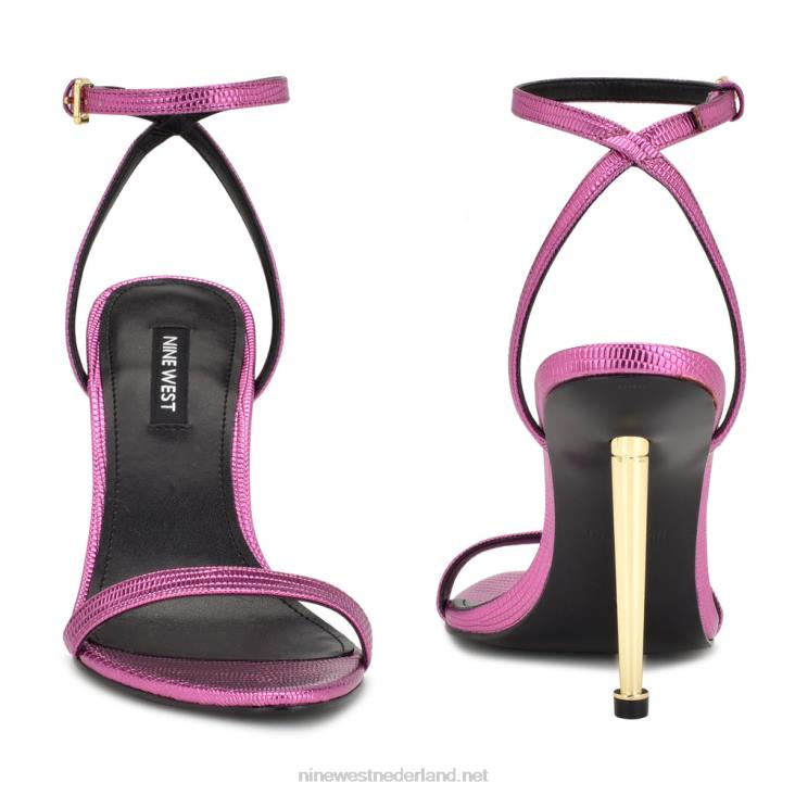reina sandalen met enkelbandje Nine West 62LB1738 magenta metallic hagedisprint