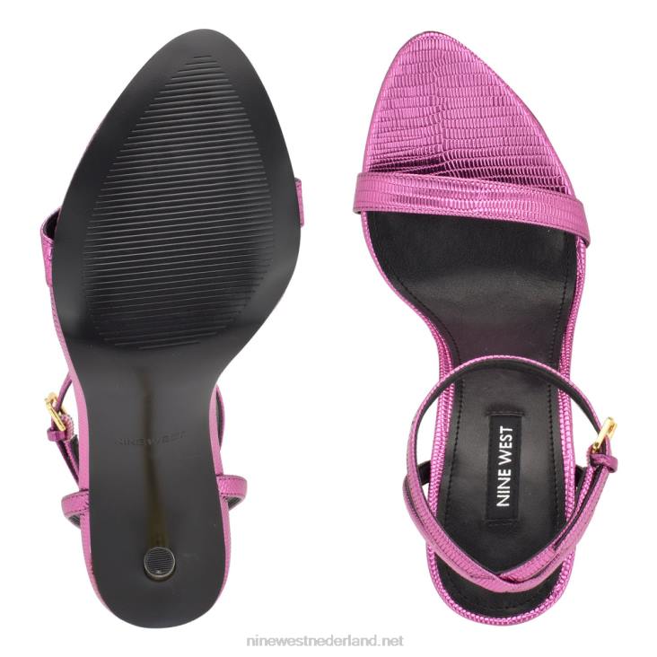reina sandalen met enkelbandje Nine West 62LB1738 magenta metallic hagedisprint