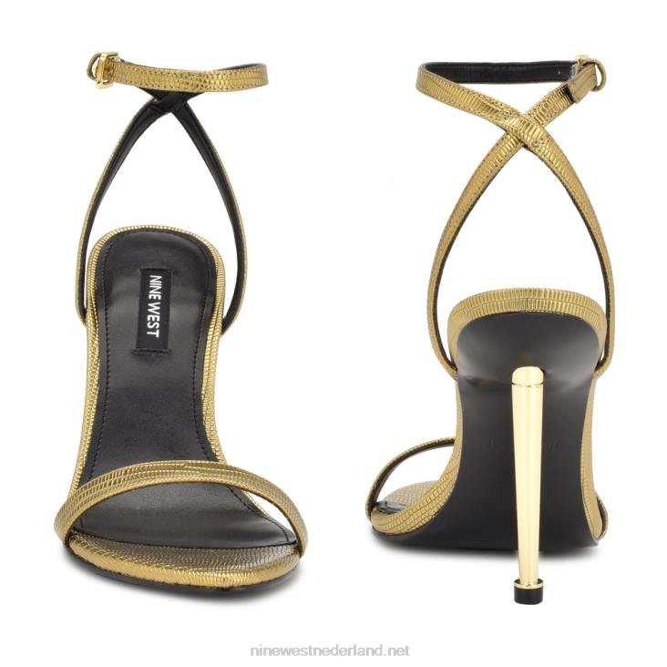 reina sandalen met enkelbandje Nine West 62LB1739 bronzen metallic hagedisprint