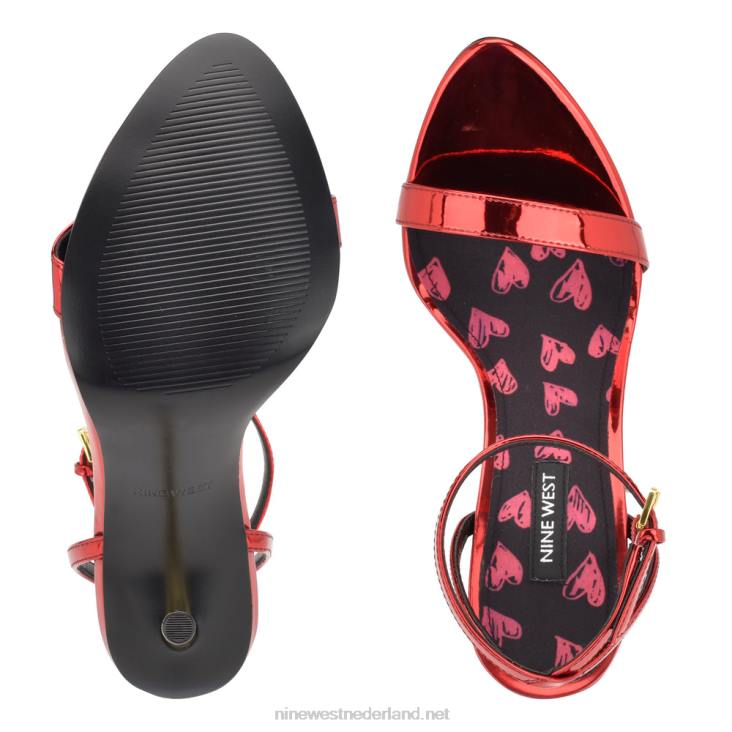 reina sandalen met enkelbandje Nine West 62LB1757 rode spiegel metalen harten