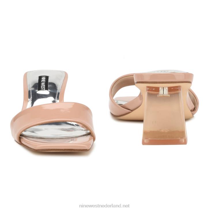 sandalen met eiken hak Nine West 62LB337 nauwelijks naakt patent