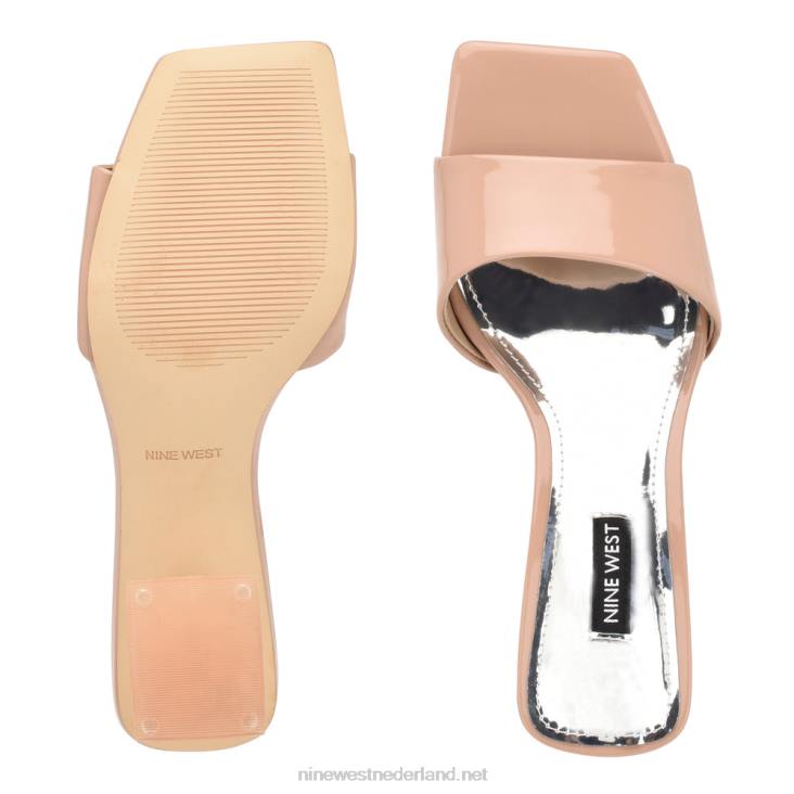 sandalen met eiken hak Nine West 62LB337 nauwelijks naakt patent