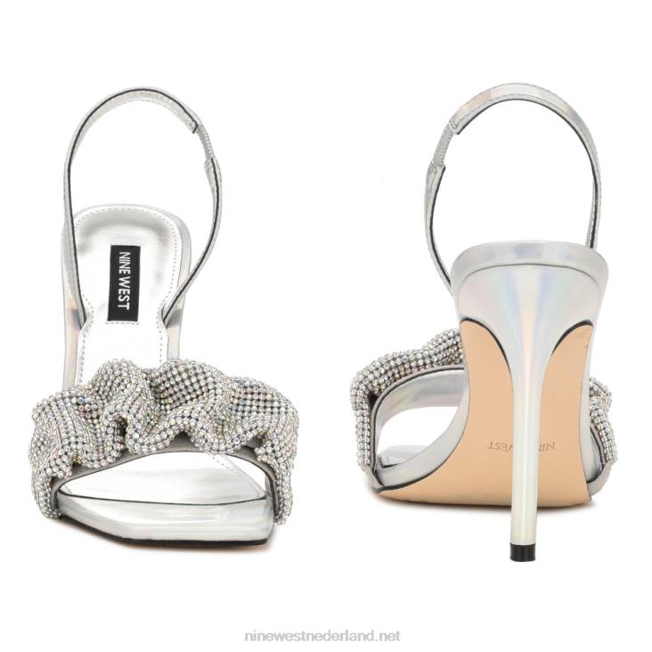 sandalen met hak van taray Nine West 62LB420 zilver iriserend