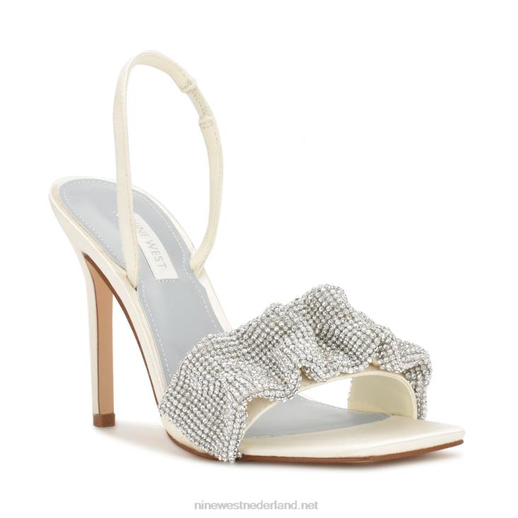 sandalen met hak van taray Nine West 62LB451 ivoor satijn