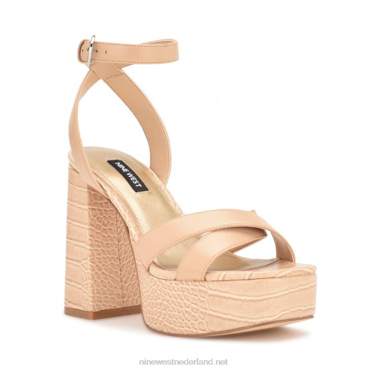 sandalen met plateauzolen van joya Nine West 62LB322 warme blos croco