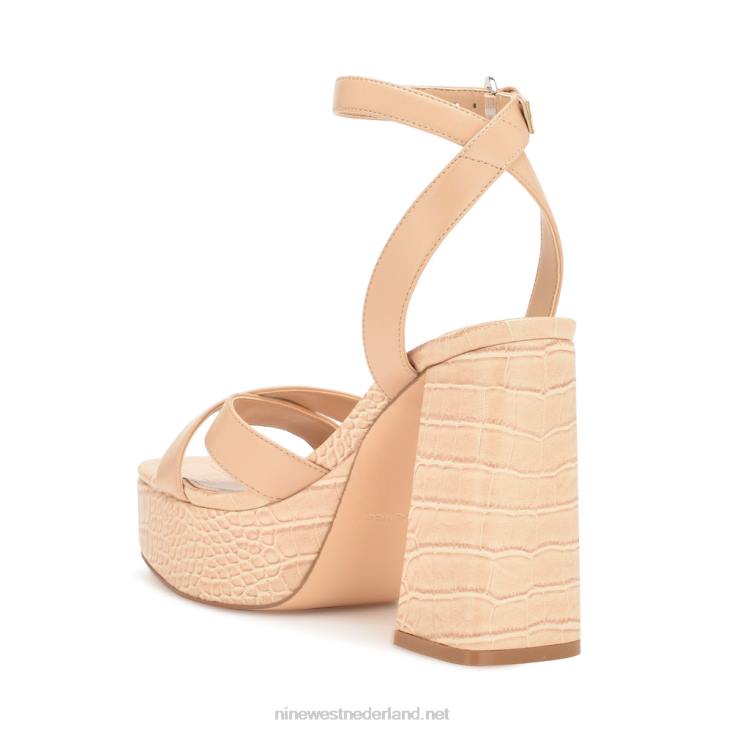 sandalen met plateauzolen van joya Nine West 62LB322 warme blos croco