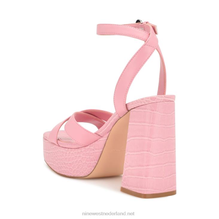 sandalen met plateauzolen van joya Nine West 62LB323 roze krokodil