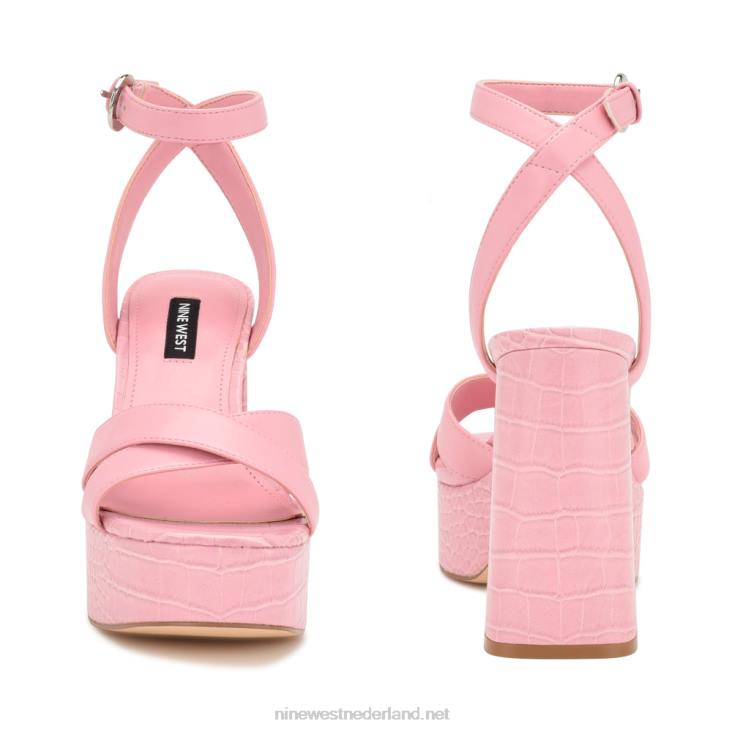 sandalen met plateauzolen van joya Nine West 62LB323 roze krokodil