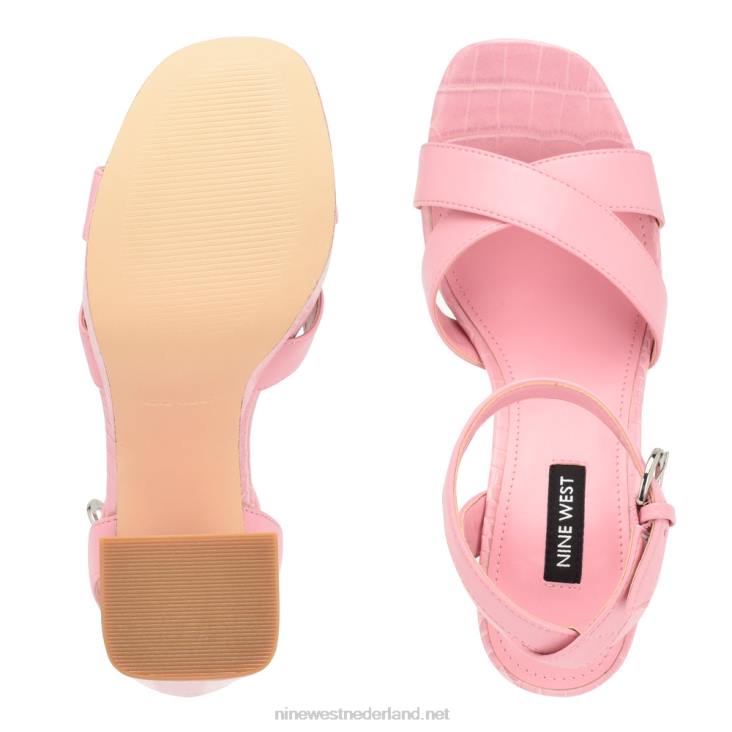 sandalen met plateauzolen van joya Nine West 62LB323 roze krokodil