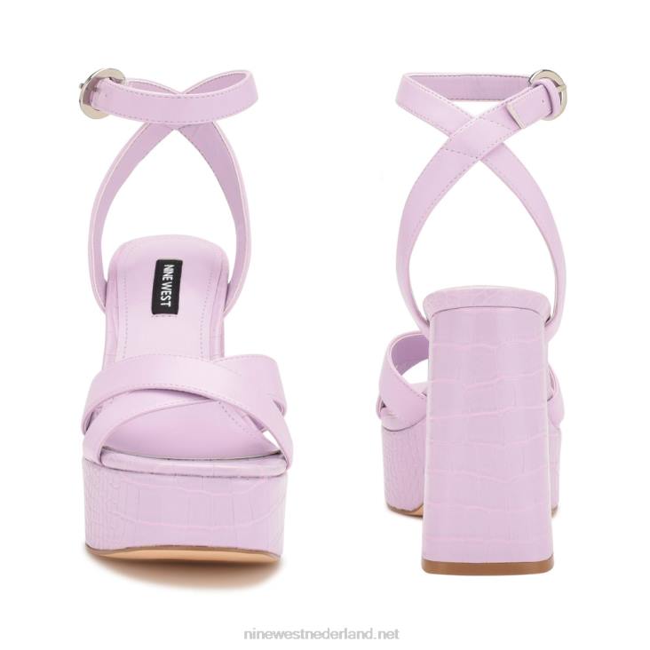 sandalen met plateauzolen van joya Nine West 62LB324 lila krokodil