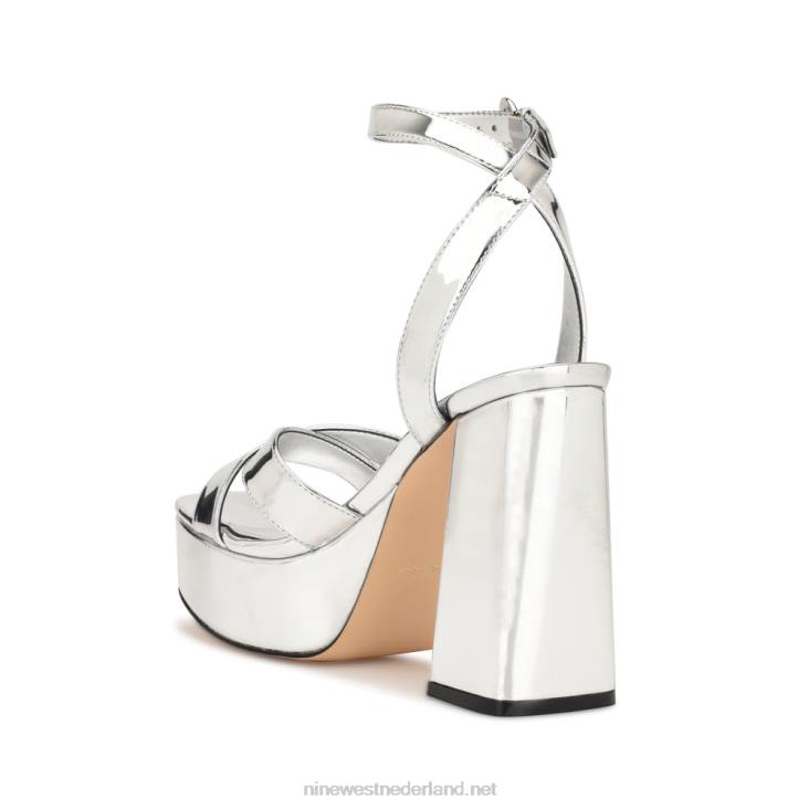 sandalen met plateauzolen van joya Nine West 62LB453 zilver spiegel metallic