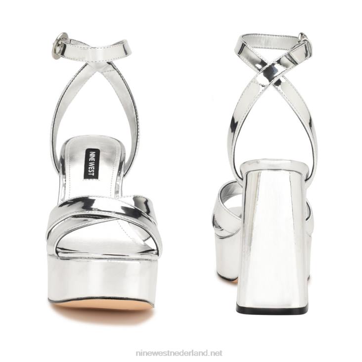sandalen met plateauzolen van joya Nine West 62LB453 zilver spiegel metallic