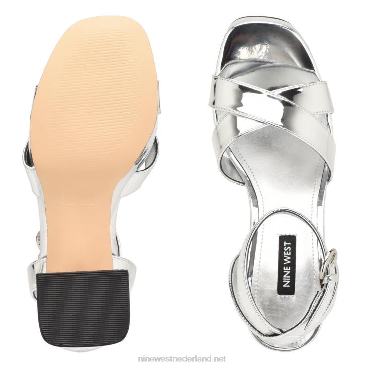 sandalen met plateauzolen van joya Nine West 62LB453 zilver spiegel metallic