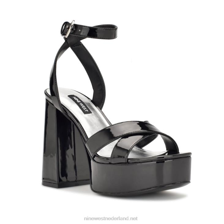 sandalen met plateauzolen van joya Nine West 62LB454 zwart patent