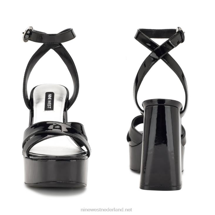 sandalen met plateauzolen van joya Nine West 62LB454 zwart patent