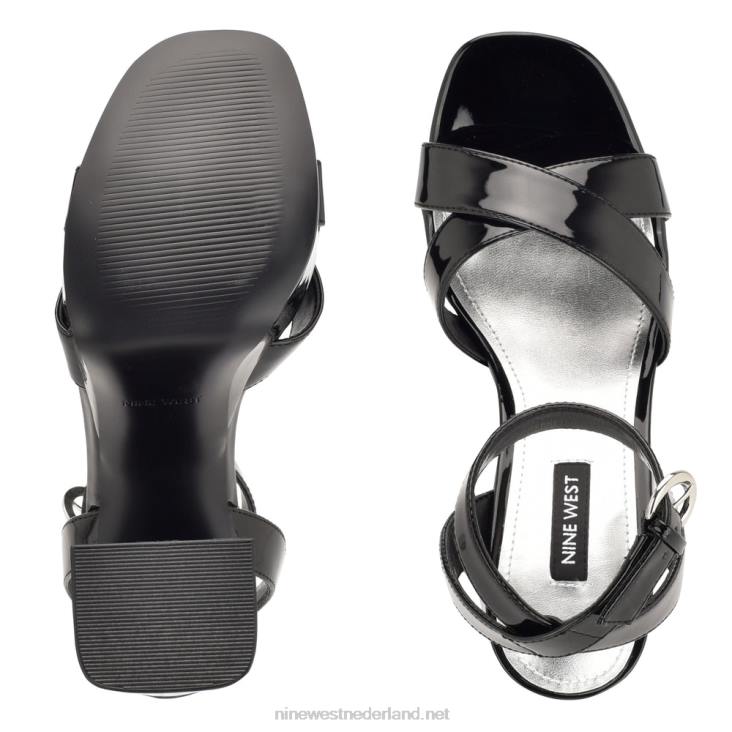 sandalen met plateauzolen van joya Nine West 62LB454 zwart patent