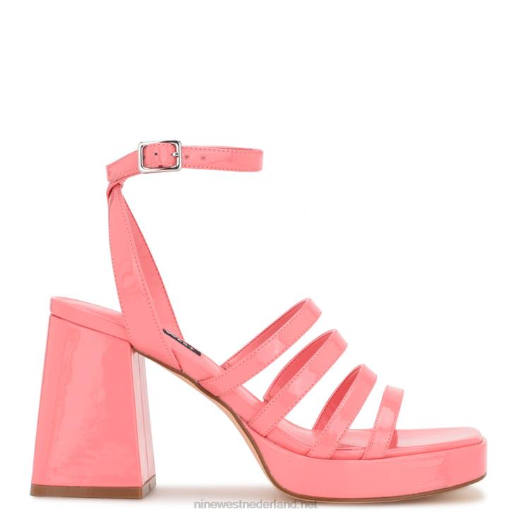 teriss plateausandalen met bandjes Nine West 62LB280 roze roos patent